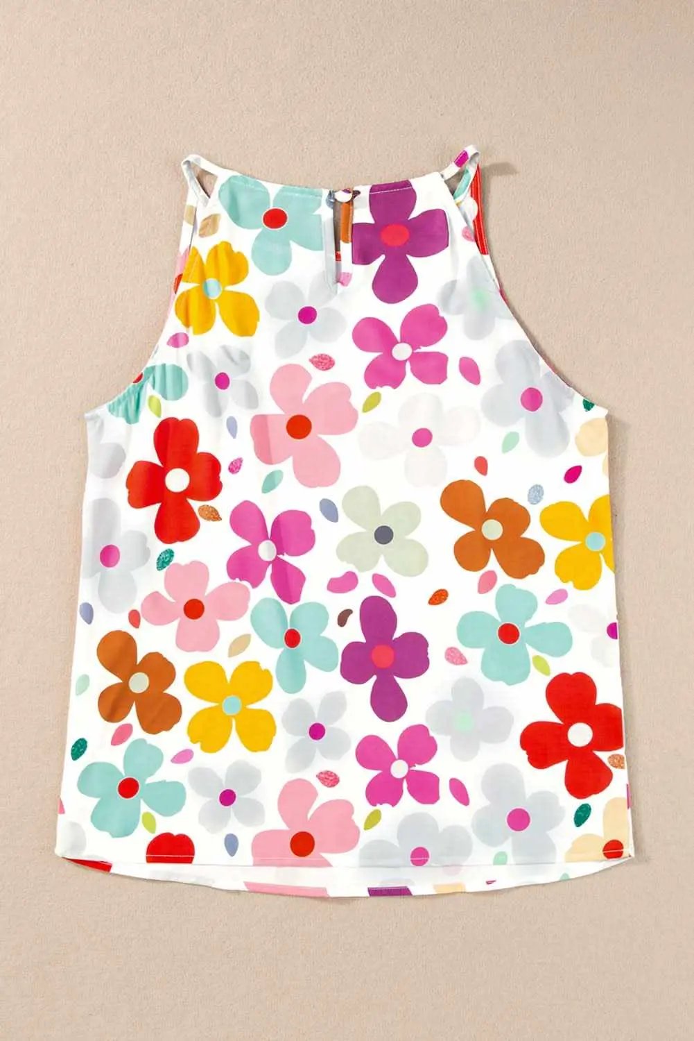 White Cute Floral Print Vest - Love Salve
